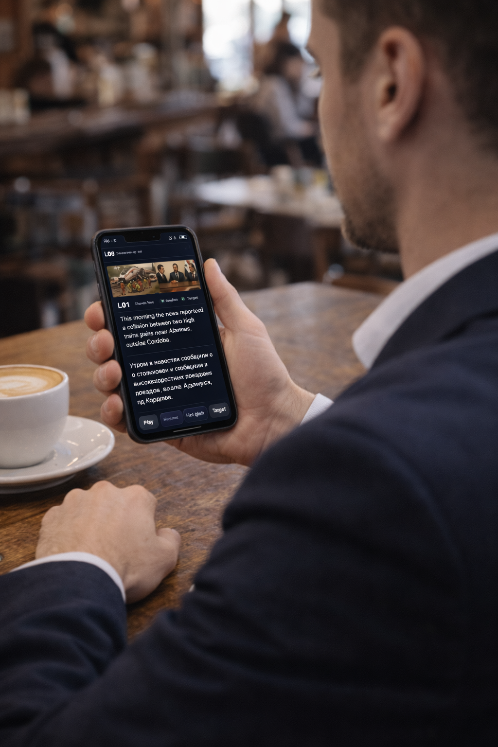 Learner using digital language training flexibly in different settings